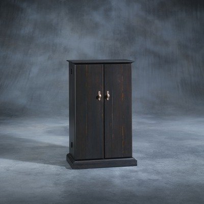 Antiqued Black Media Storage Cabinet Antiqued Black Paint/Caramel Birch