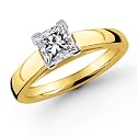 14K 1.00 Carat Princess Cut Cathedral Solitaire Diamond Engagement Ring (G-H ; SI1-2)