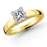 14K 1.00 Carat Princess Cut Cathedral Solitaire Diamond Engagement Ring (G-H ; SI1-2)