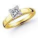14K 1.00 Carat Princess Cut Cathedral Solitaire Diamond Engagement Ring (G-H ; SI1-2)