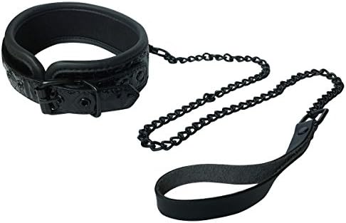 Neck Collar, AdiyZ Fetish Adjustable Leather Bondage Restraint Collar with Chain