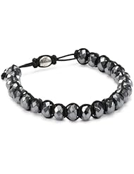 M.Cohen Hand made Designs Single Wrap Large Hematite Beads on Black Cord Bracelet