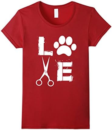 Women's Love Dogs - Dog Groomer Paw Print Grooming Cute T-Shirt Large Cranberry