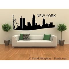 Grosses Wandtattoo Wandaufkleber Skyline NEW YORK 120x43cm