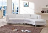 Contemporary Furniture White Leather Long Open Sofa