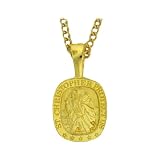 Large St. Christopher Medal,gold Tone 24mm 20mm 27, Steel Chain