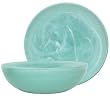 Colorful Recycled Art Glass Green Pasta Bowl 11"D 3.5"H