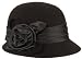 EH1121LC - Womens Vintage Style 100% Wool Cloche Bucket Winter Hat with Satin Flower Accent ( 6 Colors ) - Charcoal/One Size