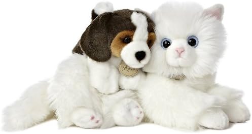 Angora Cat & Beagle Puppy ~11" Plush: Miyoni Unlikely Friends Series