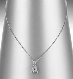 Platinum Plated Diamanté A Letter Pendant Necklace