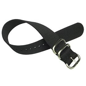 18mm Zulu 2 Ring Black Nylon Watch Strap