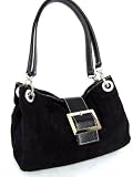 Handle- / evening bag , suede- / faux leather ,Italy / black