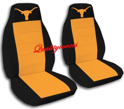 Black and orange seat covers with a 