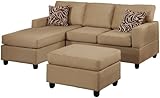 IMAGE OF Bobkona Manhattan Reversible Microfiber 3-Piece Sectional Sofa Set, Hazelnut