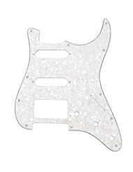 Musical Instruments: Mighty Mite MM5904USW  Retrofit Strat HSS Pearloid White 4Ply Pickguard - Westheimer Corporation