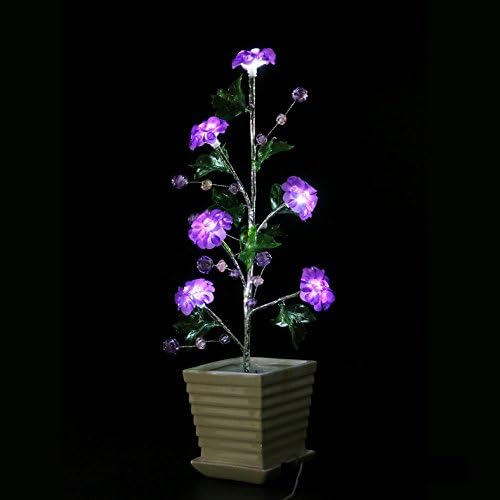 Deluxe Sakura Cherry Blossom LED Flower Tree Light,Sparkly 6 Head Imitated Crystal Bonsai Light with Vase, USB Romantic Flower Night Light Gift for Girl/Women/Girlfriend/Wife/Lover