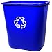 Rubbermaid Commercial Plastic 7.033-Gallon Medium Deskside Recycling Container with Universal Recycle Symbol, Rectangular, 10.25" Width x 14.4" Length x 15" Height, Blue