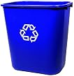 Rubbermaid FG295673 Blue Medium Deskside Recycling Container with Universal Recycle Symbol, 28-1/8 qt Capacity, 14.4" Length x 10.25" Width x 15" Height