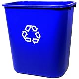 Rubbermaid FG295673 Blue Medium Deskside Recycling Container with Universal Recycle Symbol, 28-1/8 qt Capacity, 14.4