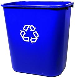Rubbermaid FG295673 Blue Medium Deskside Recycling Container with Universal Recycle Symbol, 28-1/8 qt Capacity, 14.4" Length x 10.25" Width x 15" Height