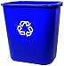 Rubbermaid FG295673 Blue Medium Deskside Recycling Container with Universal Recycle Symbol, 28-1/8 qt Capacity, 14.4" Length x 10.25" Width x 15" Height
