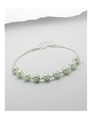 Light Green (Dyed) Fresh Water Pearls Bracelet In 92.5 Sterling Silver