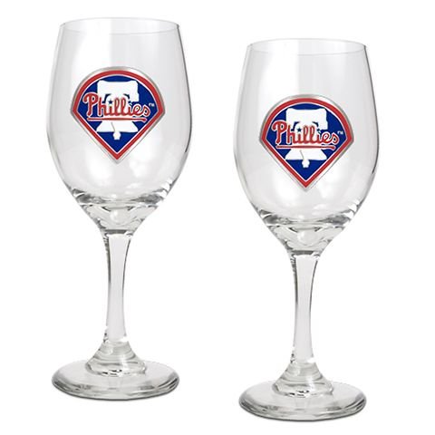 MLB Phillies 14 Oz Wine Glass (Set Of 2)