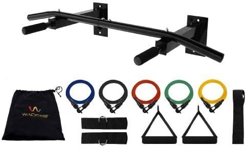 Wacces New Wall-Mounted Chin Up Pull Up Push Up Bar + 5 Resistance Bands for Body Building, exercises, six packs by Taradex