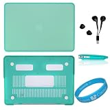 Satin Turquoise 2 Piece Durable Crystal Shield Protector Case for New 2011 Apple MacBook Pro Models + Black Headphones + SumacLife TM Wisdom*Courage Wristband