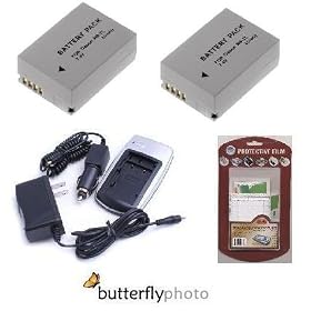 2 PACK OF CANON NB-7LH NB-7L REPLACEMENT BATTERIES 1300MAH EACH + 1 HOUR CHARGER FOR CANON POWERSHOT G10 POWERSHOT G11 Canon CB-2LZ + FREE LCD SCREEN PROTECTORS