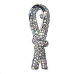 Brain Cancer Awareness Ribbon Pin Brooch Jewelry White and Silver Swarovski Crystals Ribbon & Brain Disorder or Disability Bone Cancer Child Exploitation