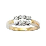 3 Diamond Oval Cut Engagement Ring 3/4 ct. in 14K Yellow/White Gold