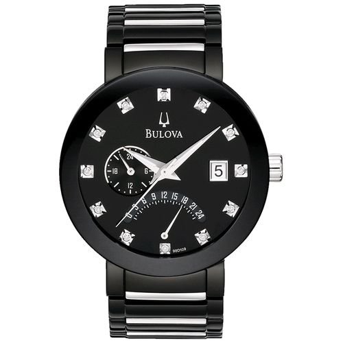 Bulova Men's 98D109 Diamond Accented Black Dial Bracelet Watch