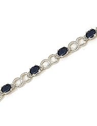 10kt Yellow Gold Oval Blue Sapphire and Diamond Bracelet