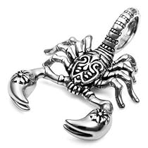 Mens Stainless Steel Scorpion King Pendant Necklace
