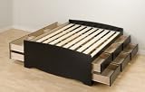 Prepac Sonoma Tall Queen Platform Storage Bed, Black