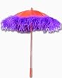 Ostrich Trimmed Parasol in Red and Purple
