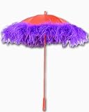 Ostrich Trimmed Parasol in Red and Purple