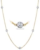 Women's Diamond By The Yard Style Necklace INCLUDES Appraisal / Certificate of Authenticity ( 0.85 Diamond Total Carat Weight | GH-I1 Diamond Quality | 14k Yellow Gold | Length - 18 inches | 9 Diamonds )