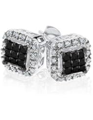 Diamond and Black Diamond Stud Earrings 1/3ctw
