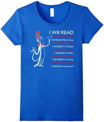 Women's I Will Read Here There Everywhere Book Reader TShirt Small Royal Blue