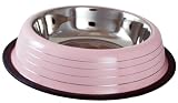 Hunde NAPF 1,0 Ltr Edelstahl pink gestreift