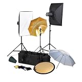 CowboyStudio Photo Studio Monolight Flash Lighting Kit with Carrying Case - 3 Studio Flash/Strobe, 2 Softboxes, Strobe Accessories