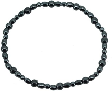 Wholesale Oval Magnetic Simulated Hematite Anklet, 10.5 Inches, One Dozen