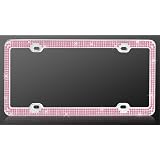 Buy Chrome Metal Car License Plate Frame with Triple Row Pink Crystals