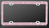 Chrome Metal Car License Plate Frame with Triple Row Pink Crystals