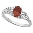 14K White Gold Mozambique Garnet and Diamond Ring