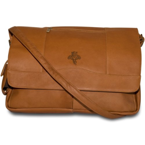 NHL Florida Panthers Pangea Tan Leather Laptop Messenger Bag