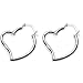 Curved Open Heart Shape Sterling Silver Hoop Earrings 1.5