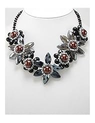 Jet Flower Glass Necklace In Zinc